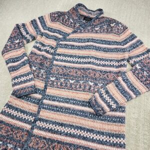 Lucky Brand Cardigan Sweater Women Medium Aztec Knit Wrap Jacquard Boho Holiday